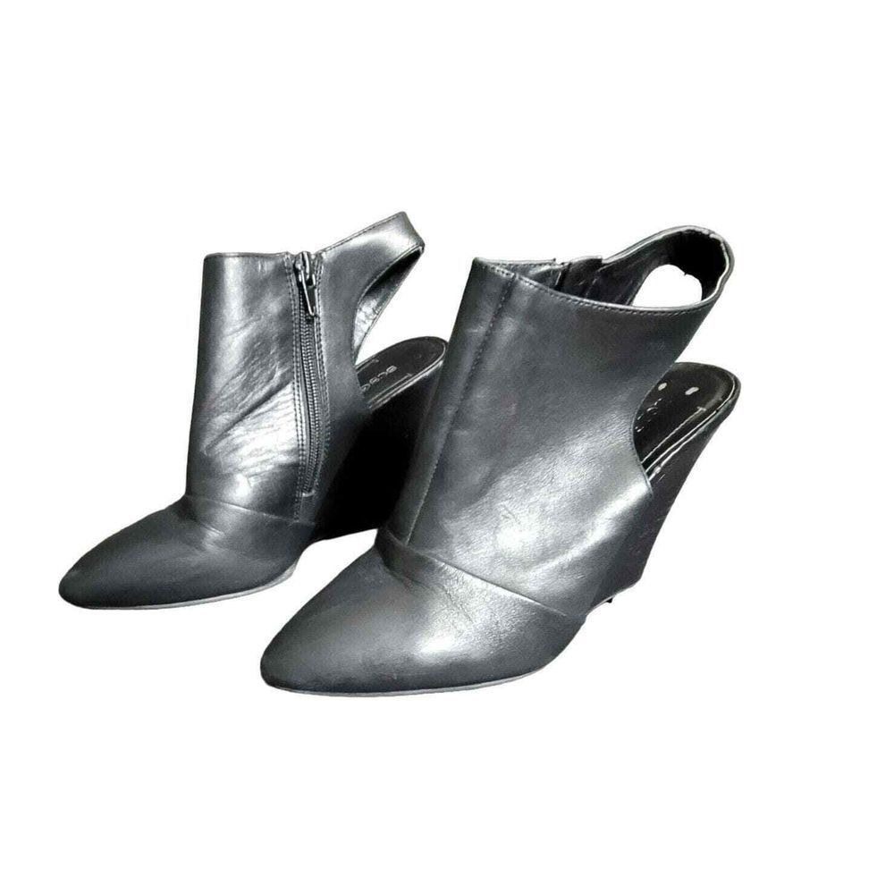 BCBGeneration Leather Booties Wedge Heel 7.5B Edalynn Slingback‎ Open Back